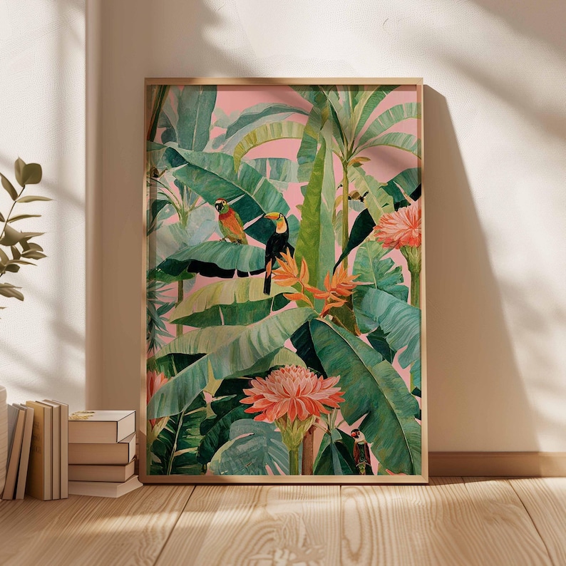 Home Office Or - 1 poster in tela tropicale retrò,
