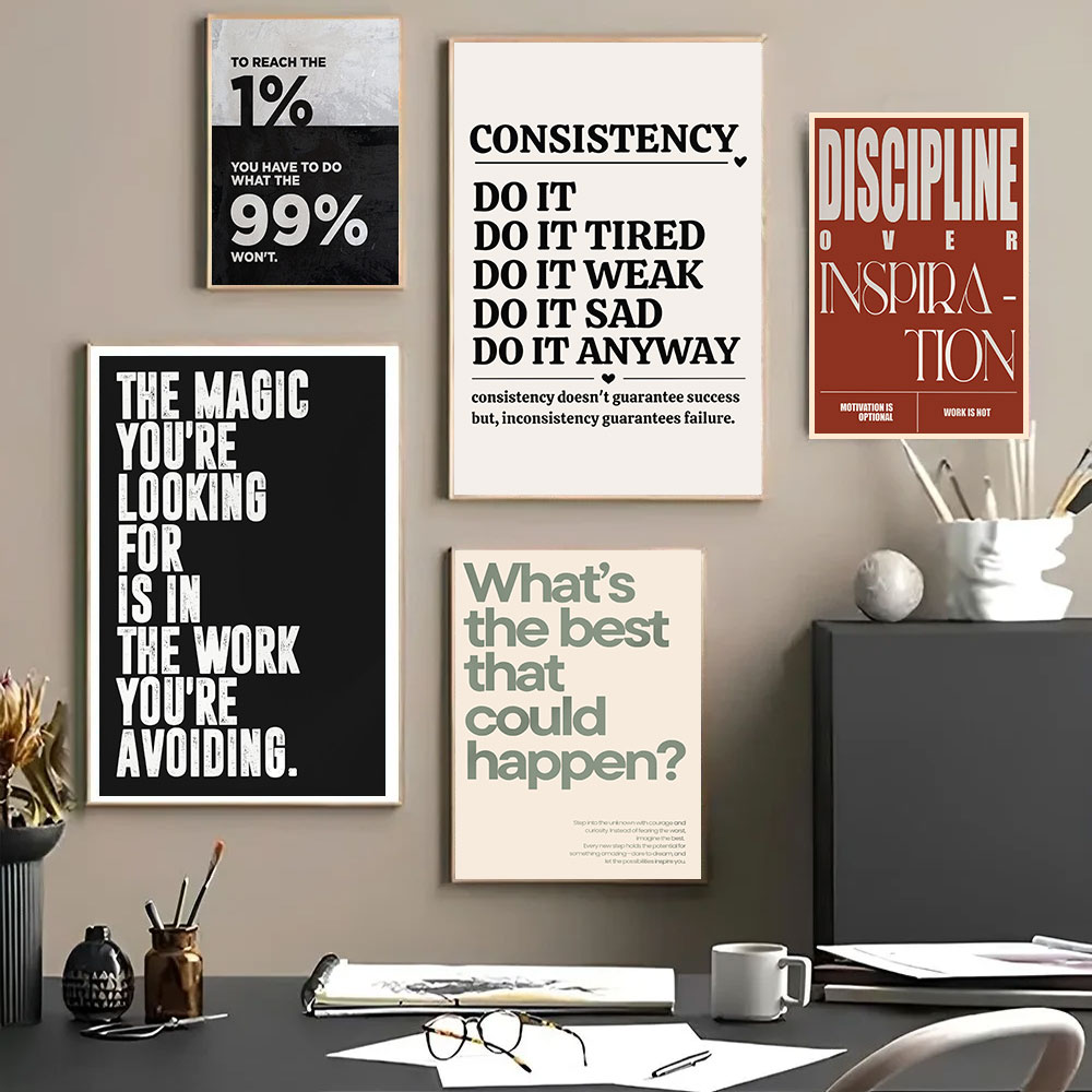 Home Office Room Inspiration - Poster Minimalista con Citazioni Motivazionali e
