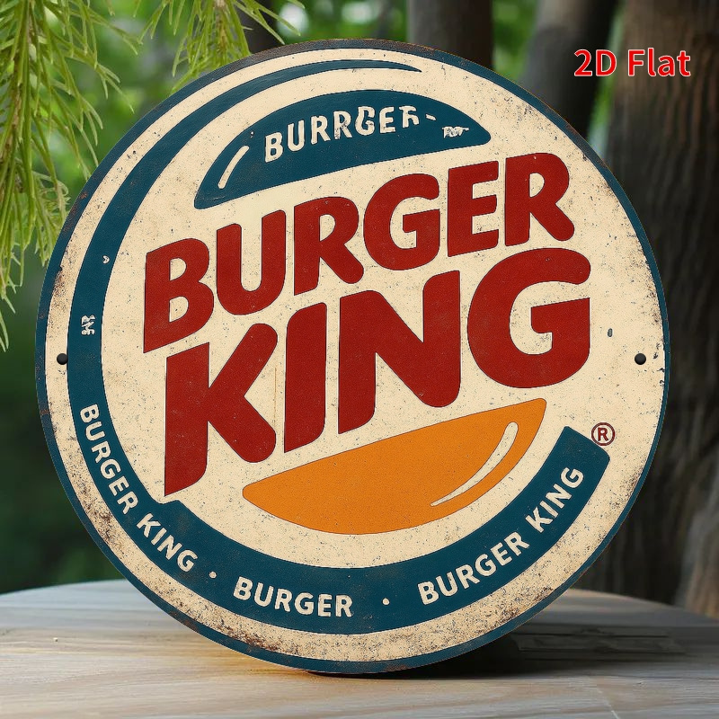 Home Office Logo - Burger King Logo retrò in legno